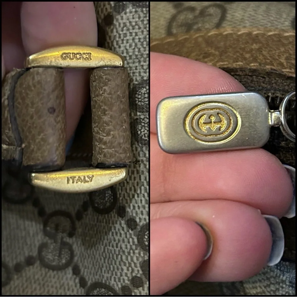 Gucci Authentic Vintage GG Logo Canvas Sherry Line Boston Doctor Bag